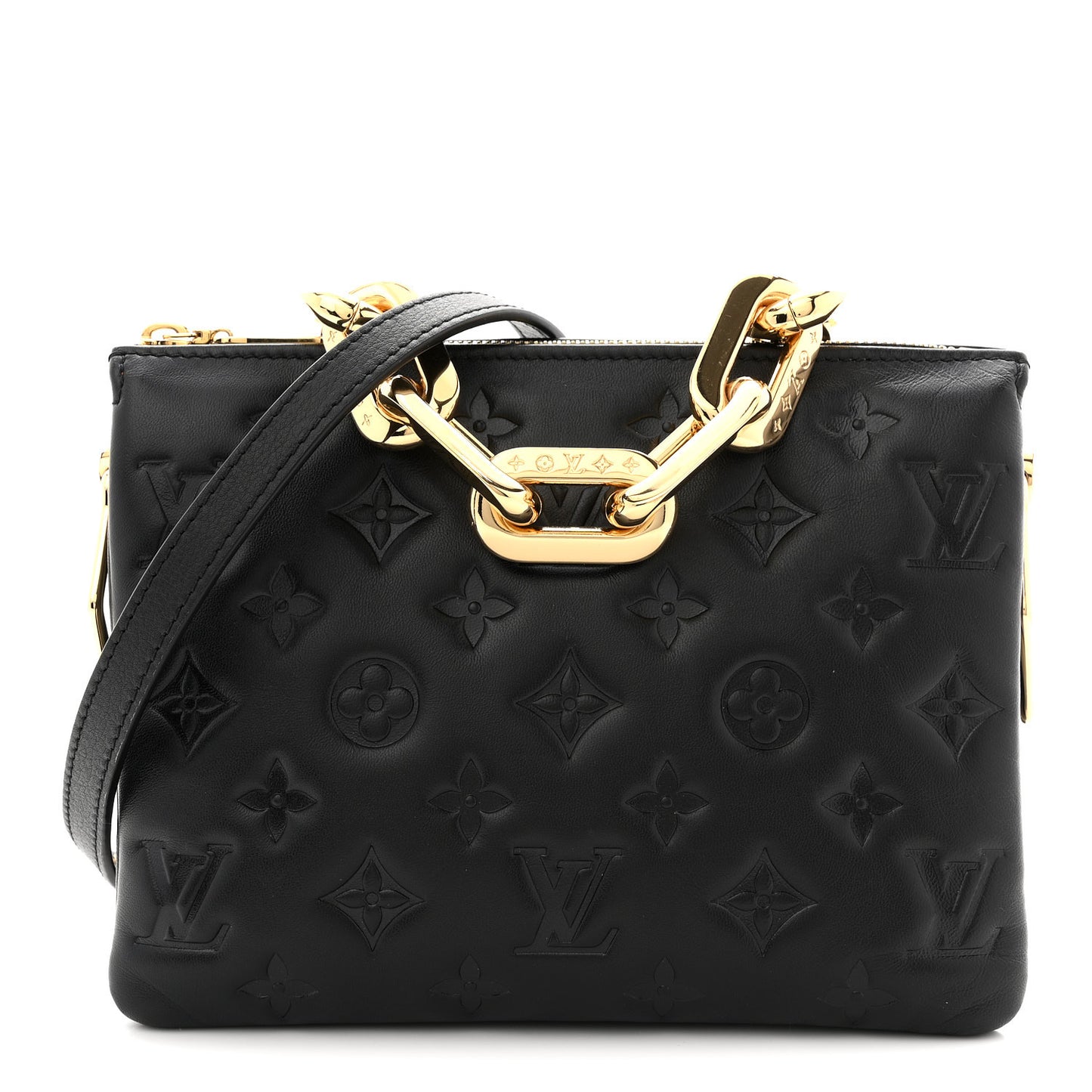 Lambskin Embossed Monogram Coussin BB Black