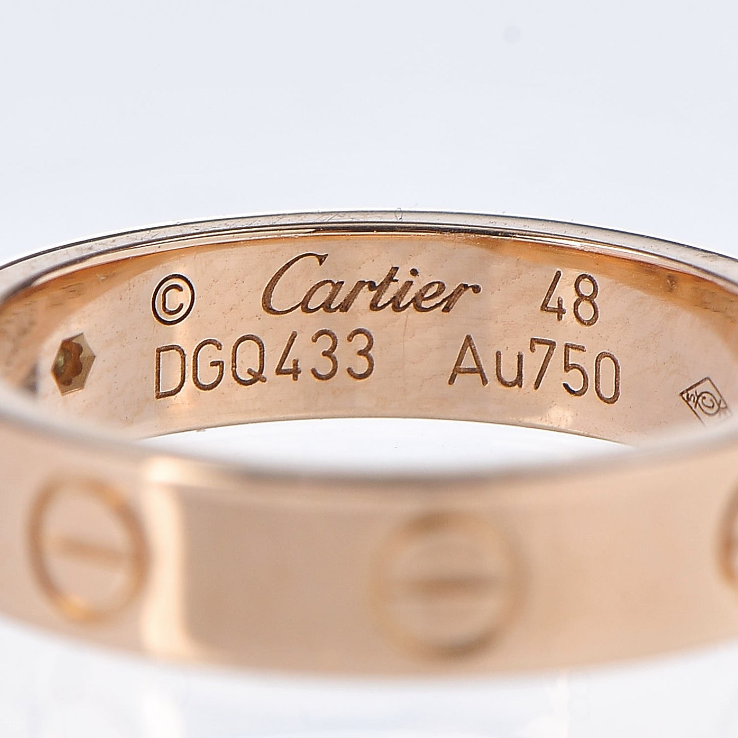 18K Pink Gold Diamond 4mm LOVE Ring 48 4.50
