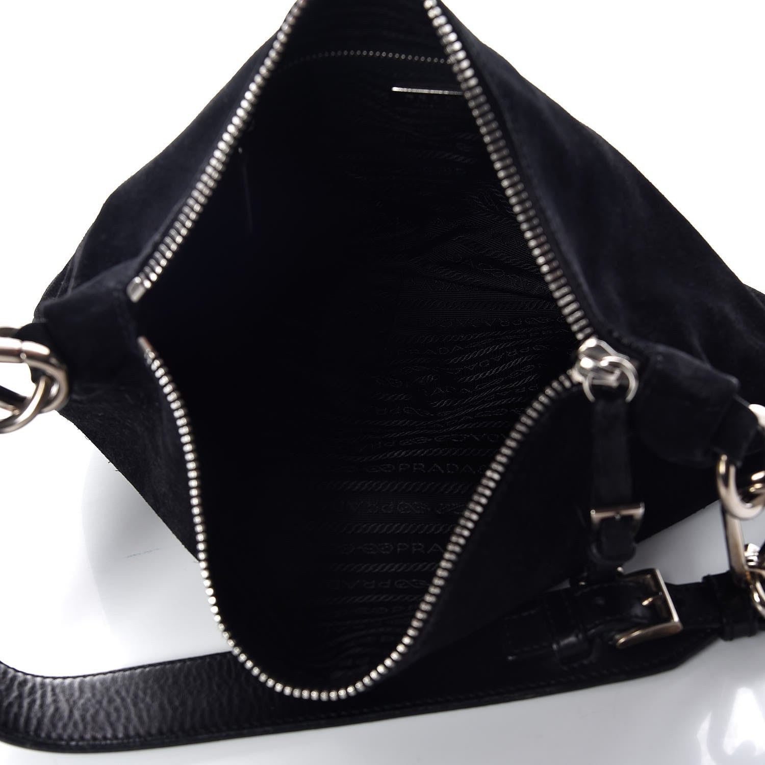 Prada Scamosciato Suede Hobo Black 5 of 13