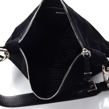 Prada Scamosciato Suede Hobo Black 5 of 13