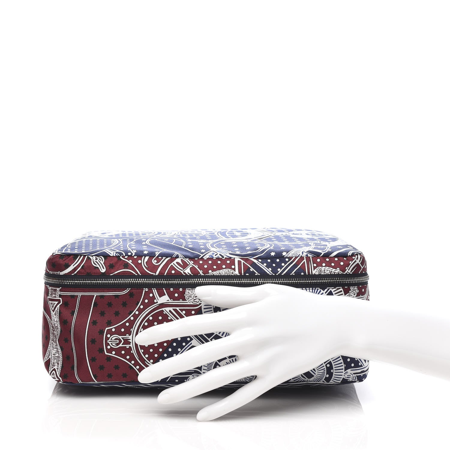 Hermes Silk Eperon d'Or Bandana Travelsilk PM Cube Bordeaux Bleu Marine 2 of 9