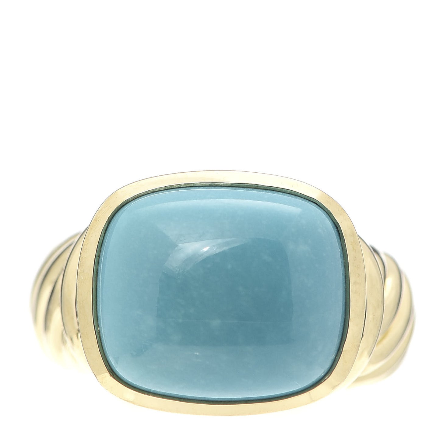 18K Yellow Gold Turquoise 12mm Noblesse Ring 54 7