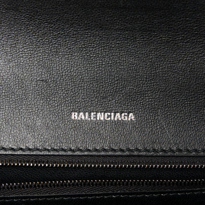 Balenciaga Shiny Calfskin Monochrome Crocodile Embossed Small Hourglass Top Handle Bag Black 6 of 10