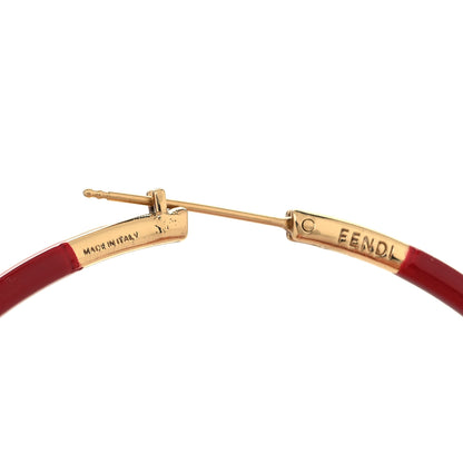 Fendi Metal Enamel Large F is Fendi Hoop Earrings Red Gold 4 of 5