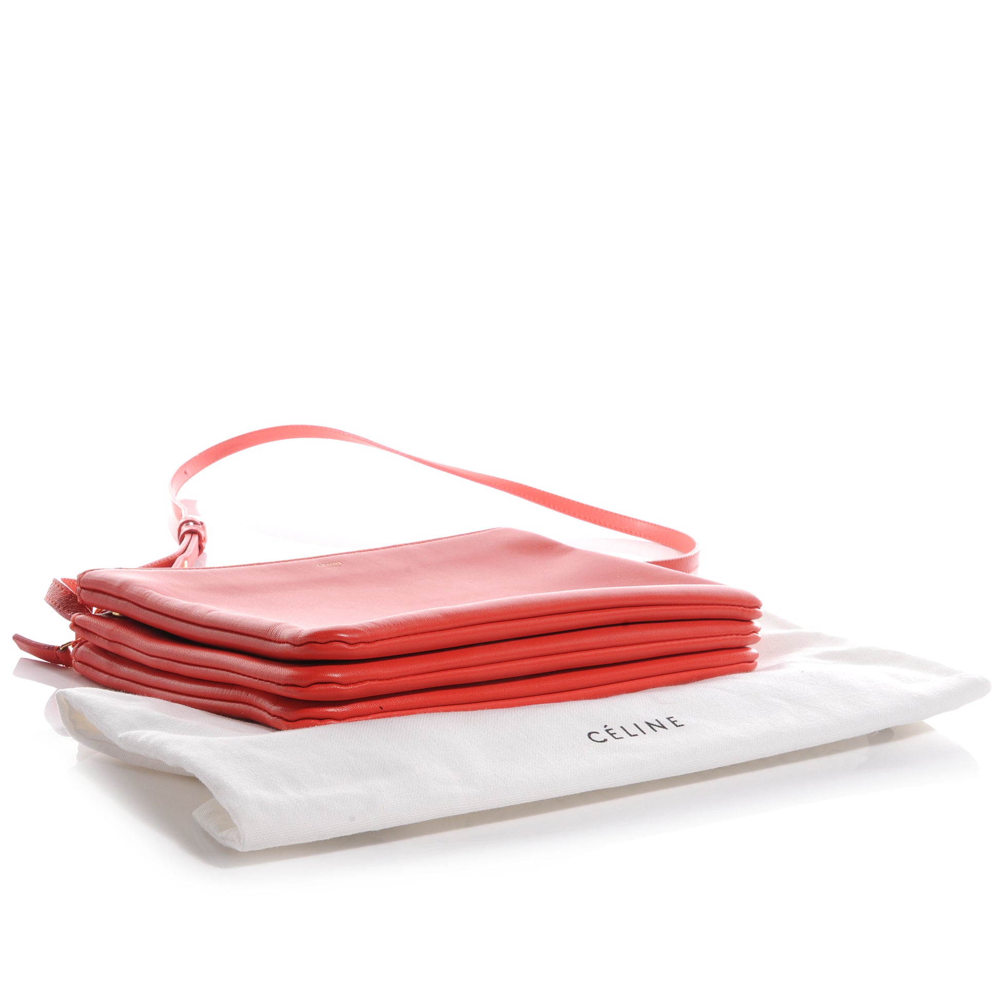 Celine Lambskin Large Trio Crossbody Bag Vermillion 4 of 8