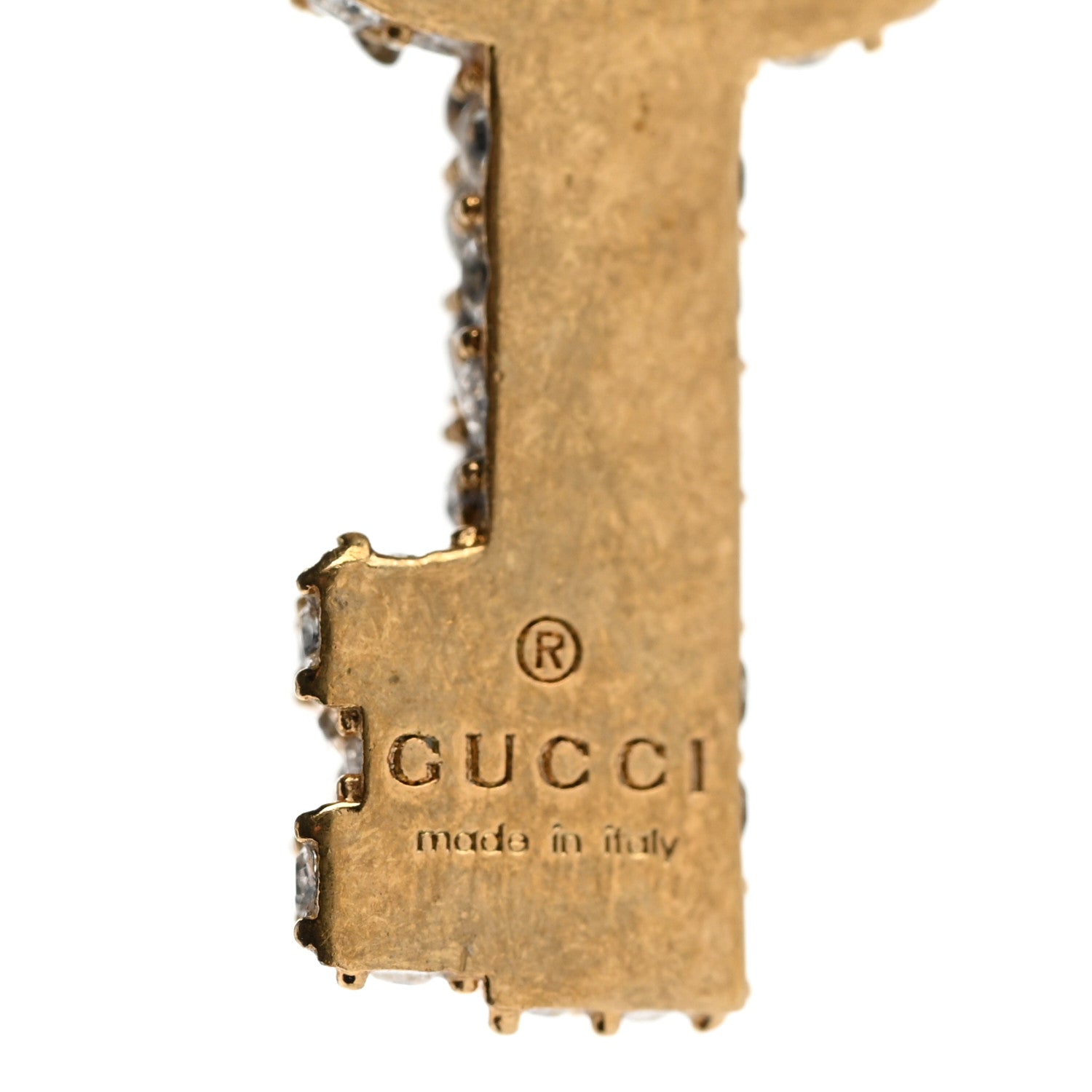 Gucci Metal Crystal GG Key Drop Earrings Aged Gold 4 of 4