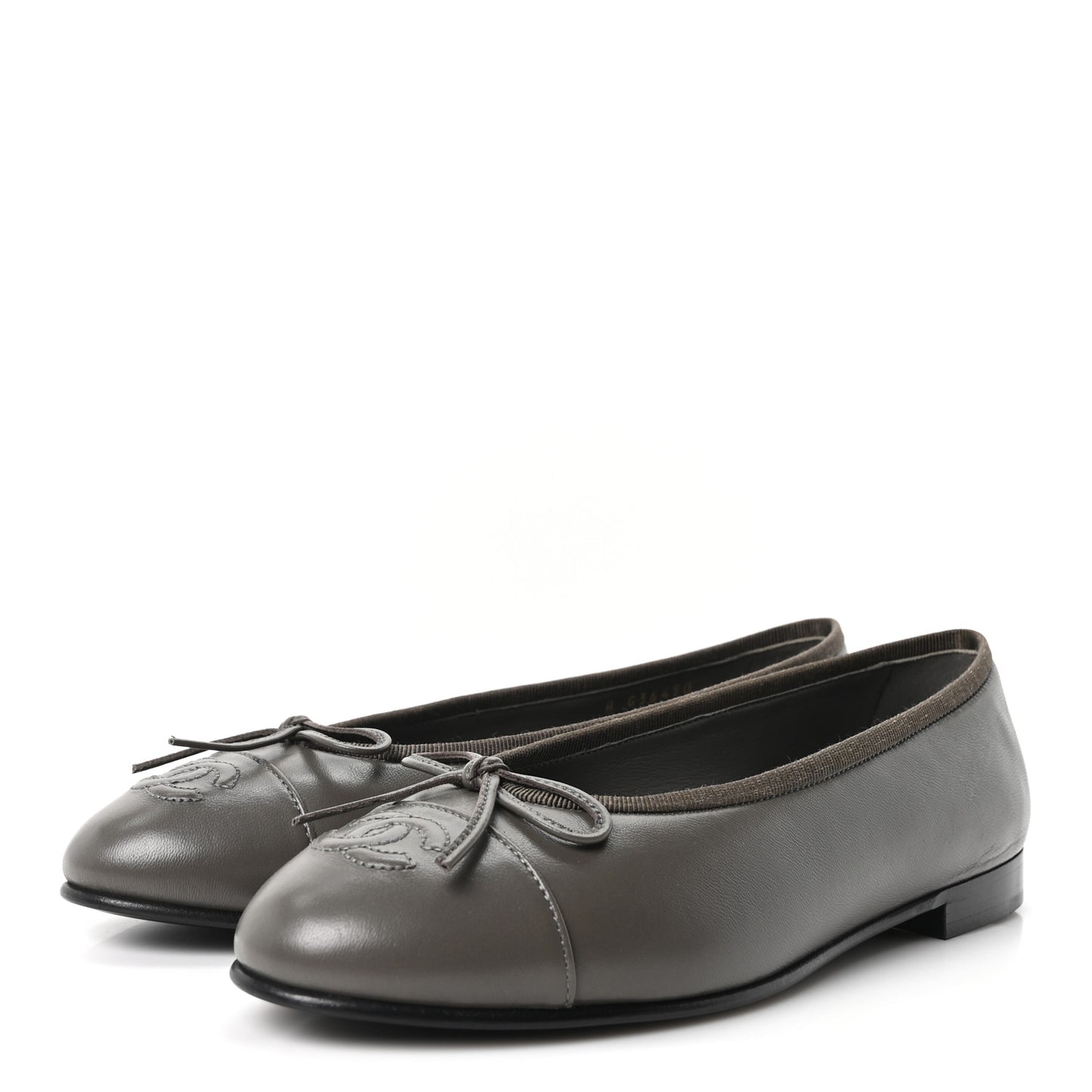 Lambskin Cap Toe CC Ballerina Flats 37 Dark Grey