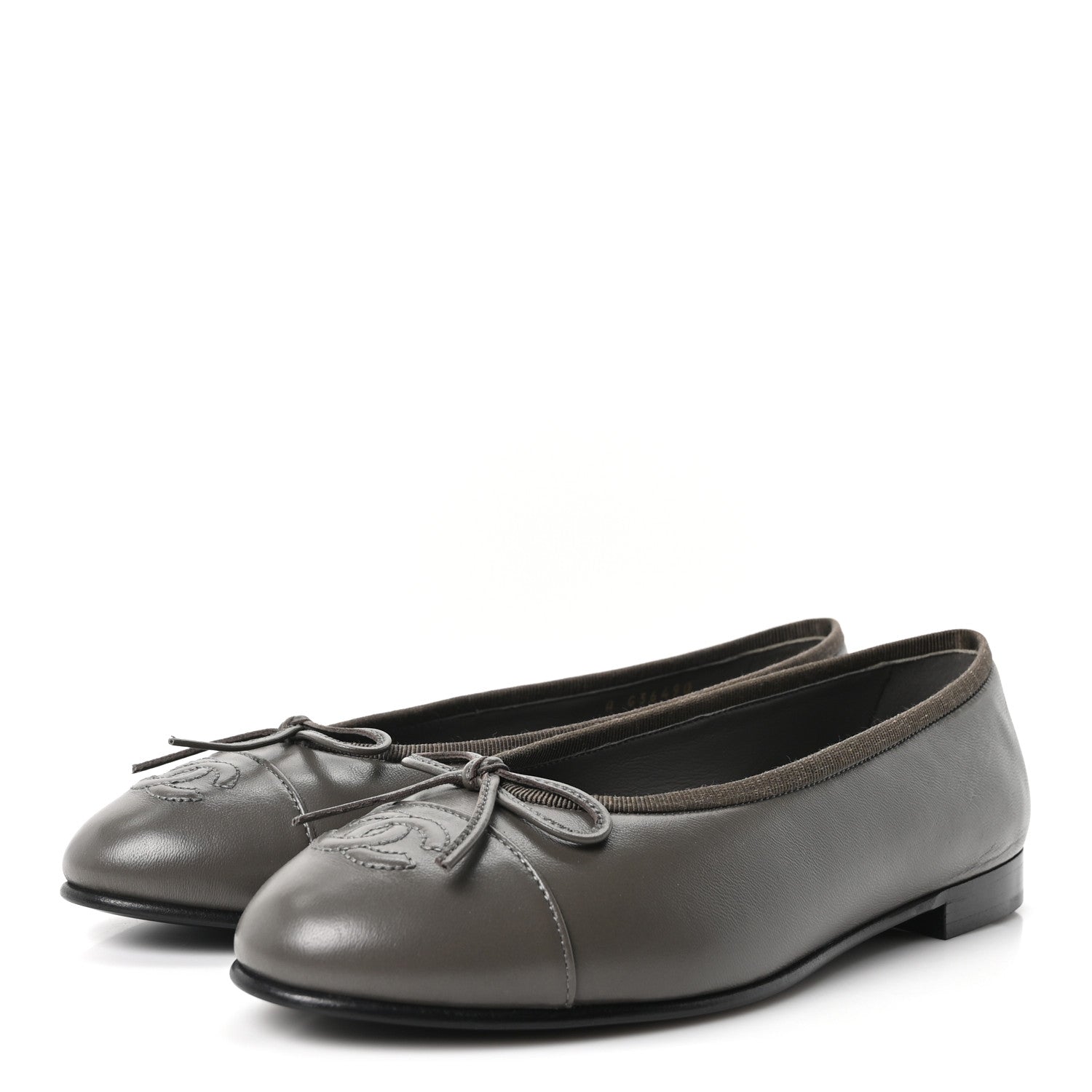 Chanel Lambskin Cap Toe CC Ballerina Flats 37 Dark Grey 4 of 10