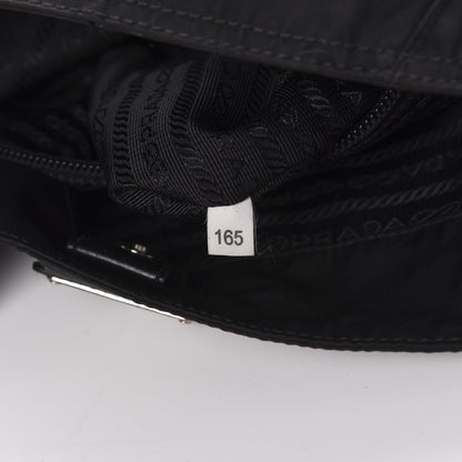 Prada Tessuto Nylon Soft Calfskin Drawstring Shoulder Bag Black 6 of 9