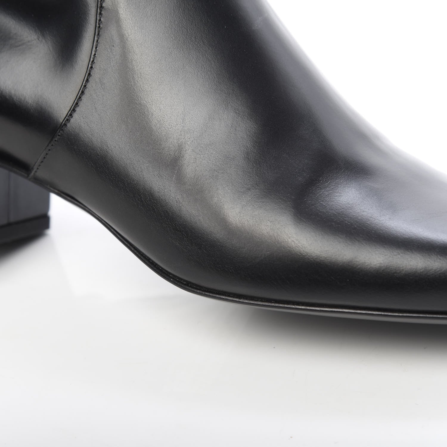 Saint Laurent Calfskin Knee High Boots 38 Black 9 of 10