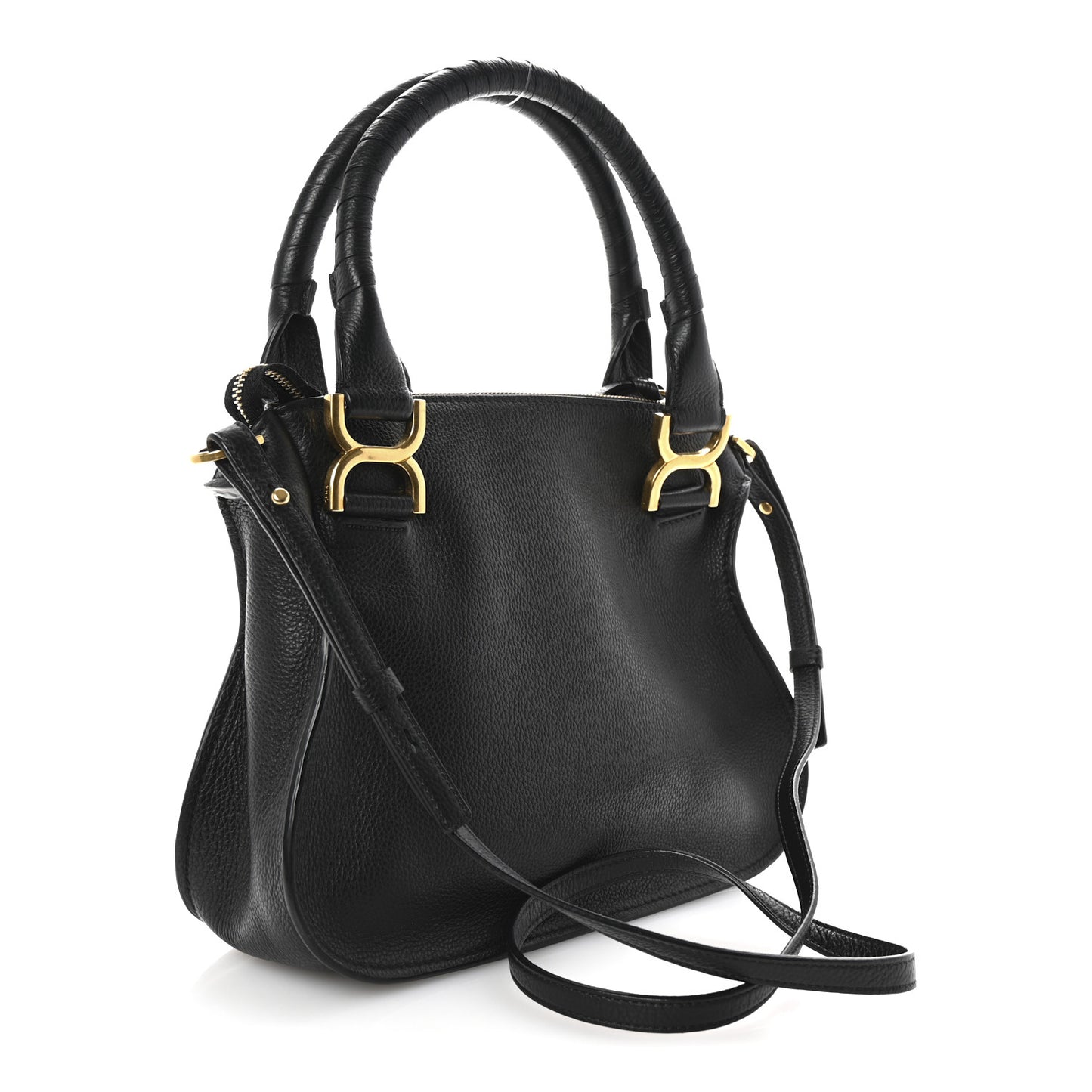 Calfskin Small Marcie Satchel Black