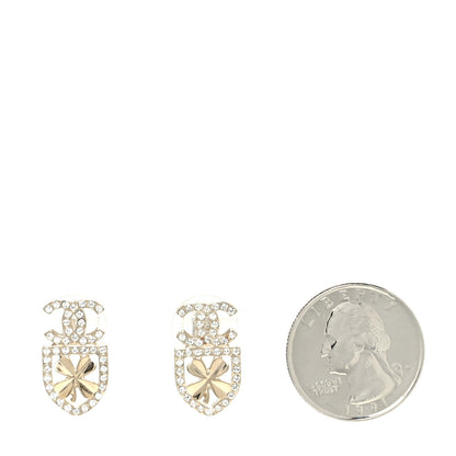 Chanel Crystal CC Sergeant Chanel Earrings Gold 2 of 4