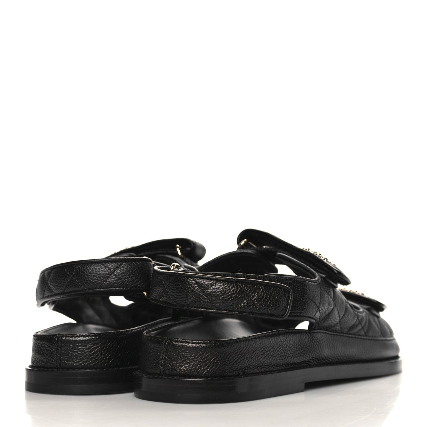 Grained Calfskin Velcro Dad Sandals 38 Black