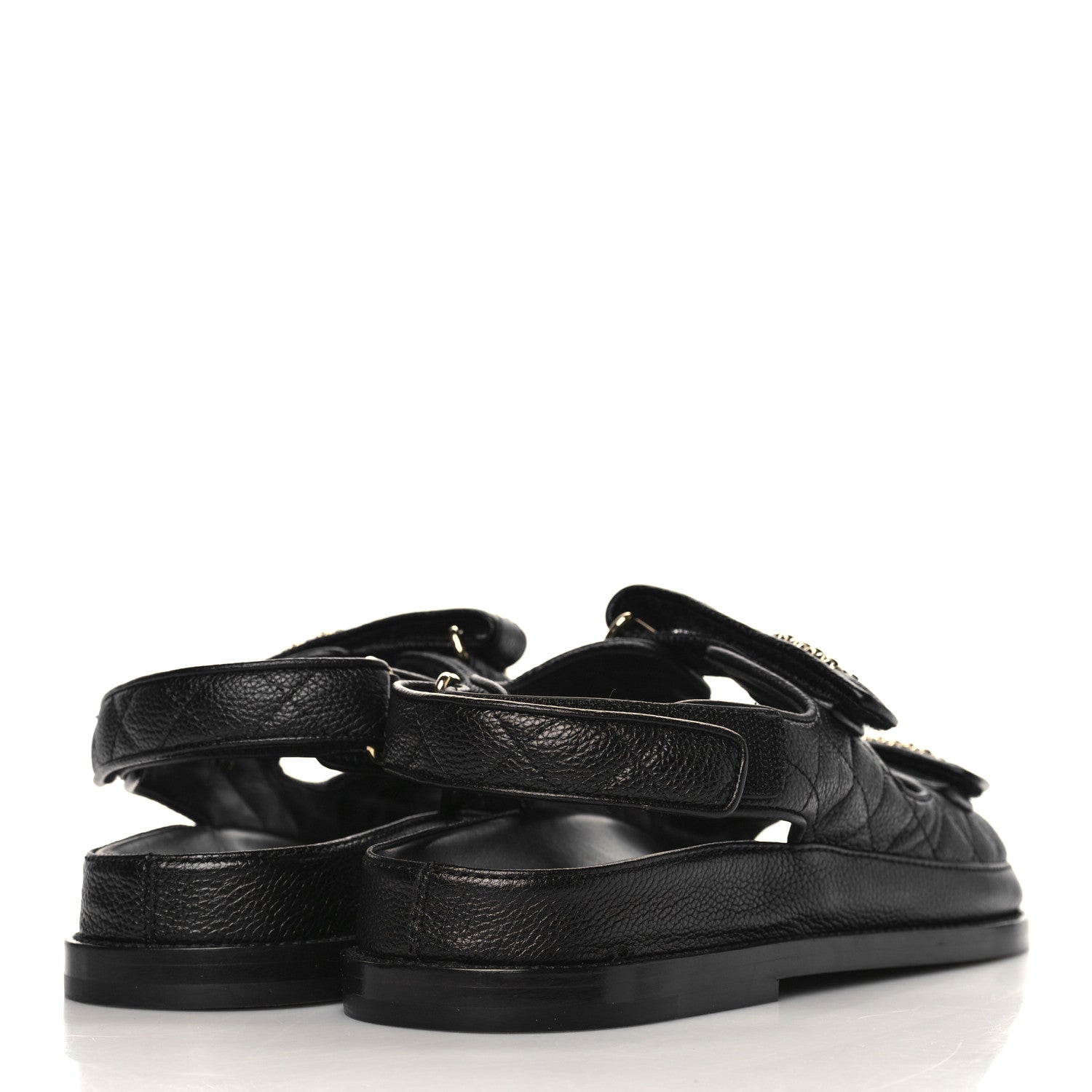 Chanel Grained Calfskin Velcro Dad Sandals 38 Black 4 of 8