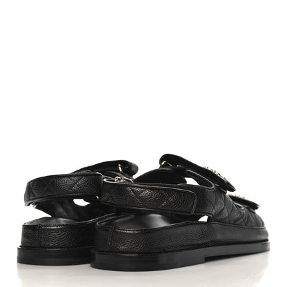 Chanel Grained Calfskin Velcro Dad Sandals 38 Black 4 of 8