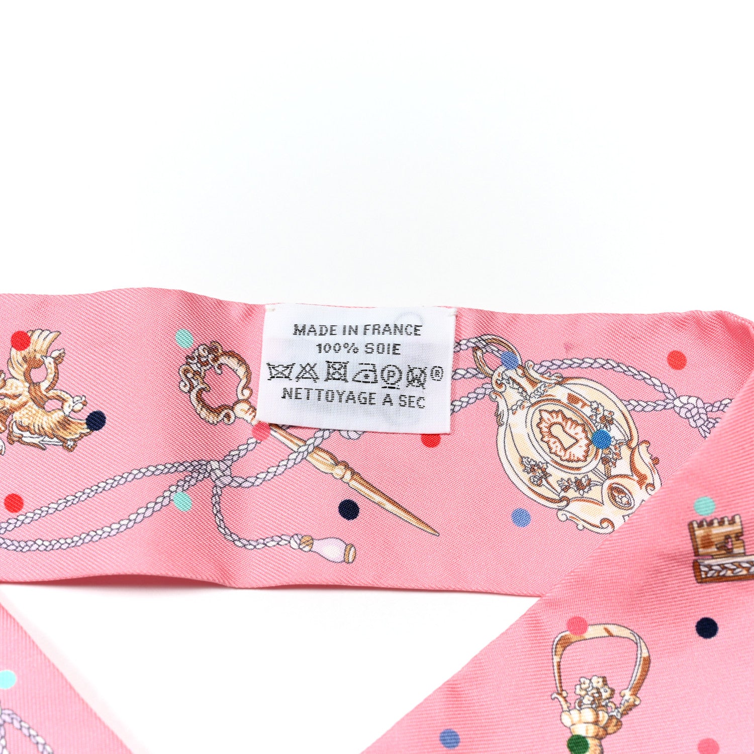 Hermes Silk Les Cles A Pois Twilly Rose Beige Multicolor 4 of 4