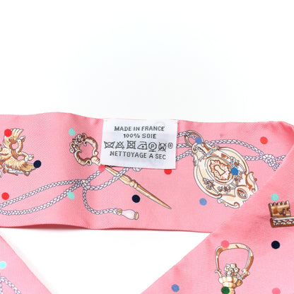 Hermes Silk Les Cles A Pois Twilly Rose Beige Multicolor 4 of 4