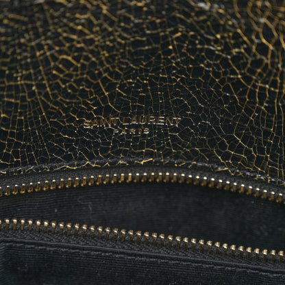 Saint Laurent Crinkled Calfskin Matelasse Monogram Medium Niki Chain Satchel Black Ocra 7 of 13