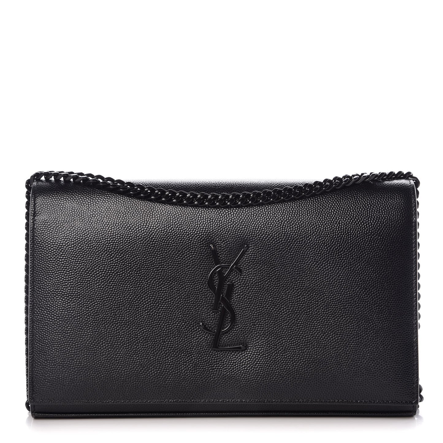 Grain De Poudre Matelasse Chevron Monogram Chain Wallet Black