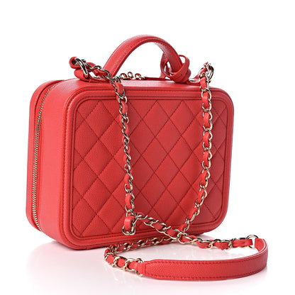 Chanel Caviar Quilted Medium CC Filigree Vanity Case Red 3 of 10