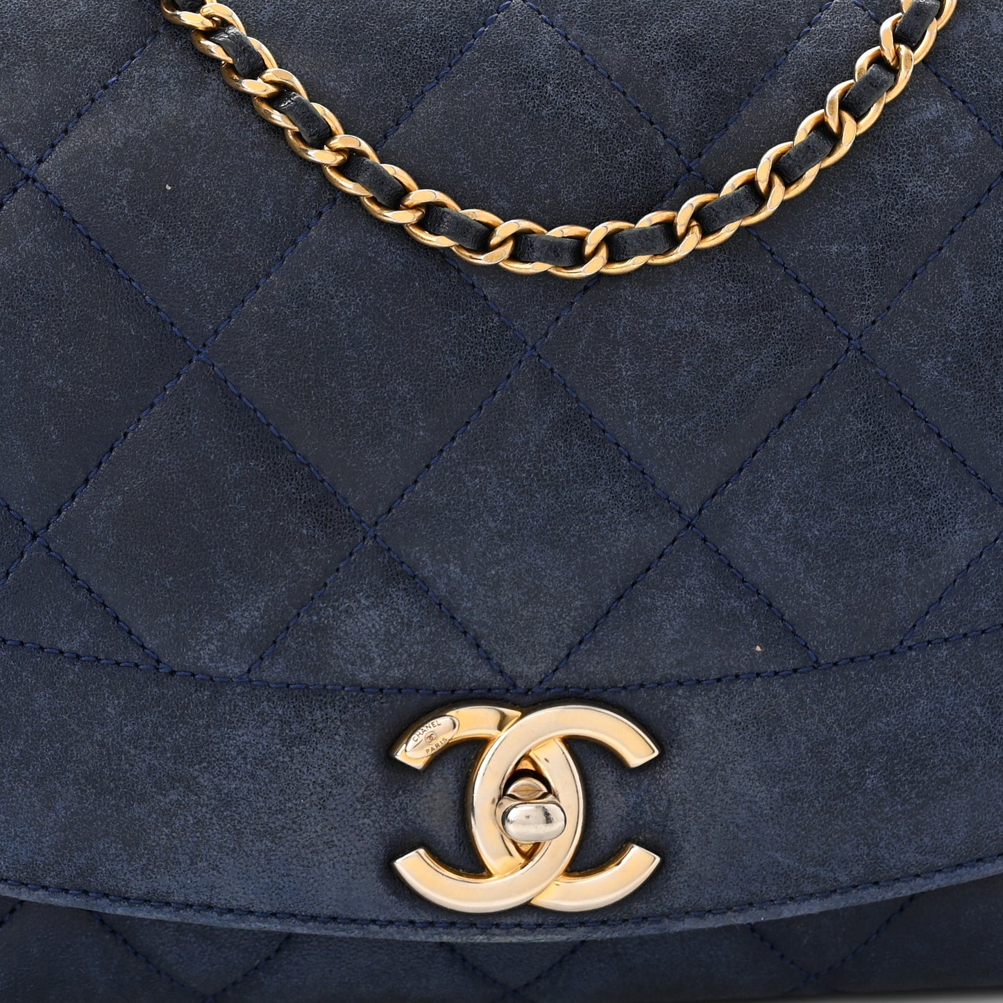 Lambskin Quilted Small Single Flap Blue