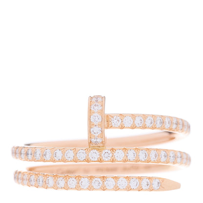 Cartier 18K Pink Gold Diamond Double Juste Un Clou Paved Ring 54 7 1 of 5