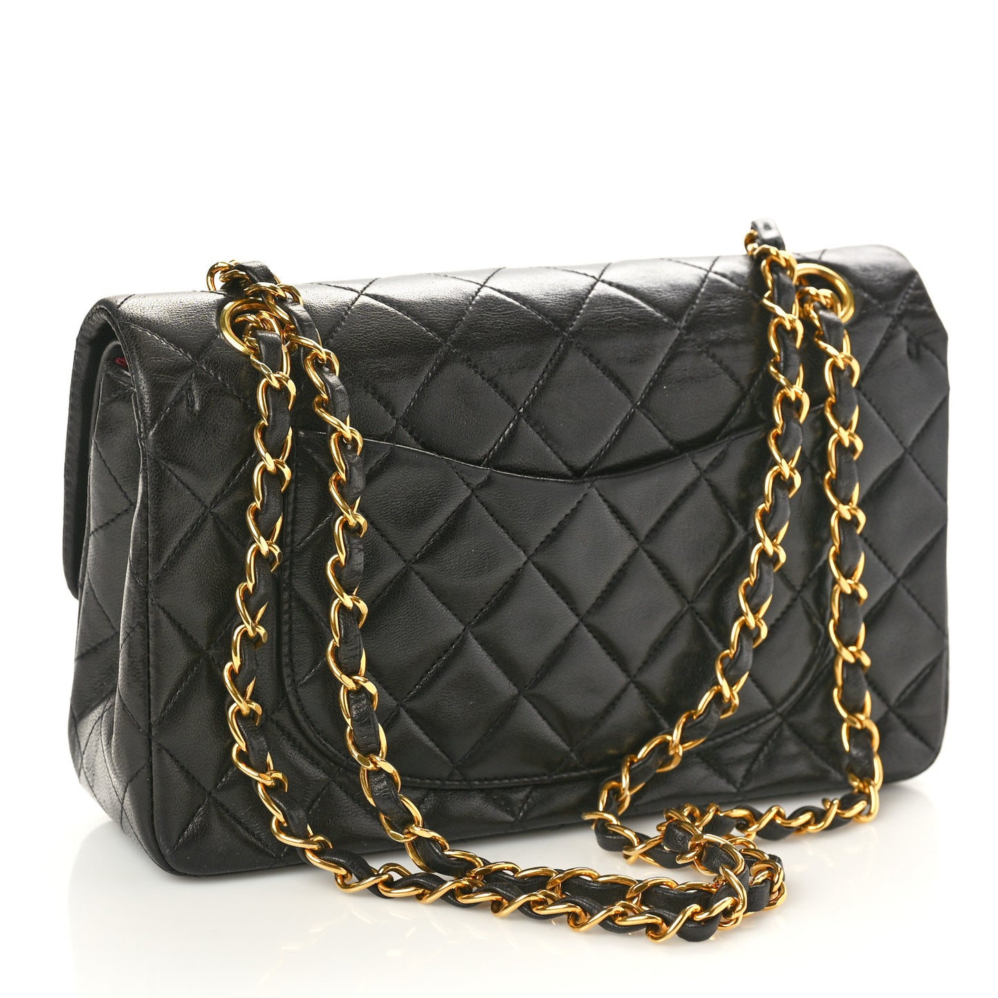 Lambskin Quilted Small Double Flap Black