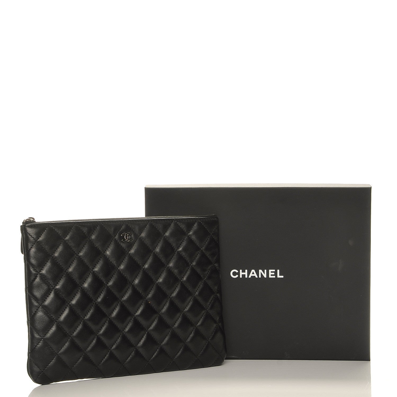 Chanel Lambskin Quilted Medium Cosmetic Case Black 8 of 8