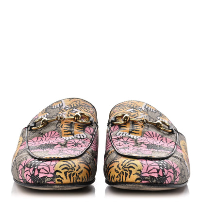 Gucci GG Supreme Monogram Bengal Womens Princetown Slippers 37 Beige Crop Pink 2 of 13