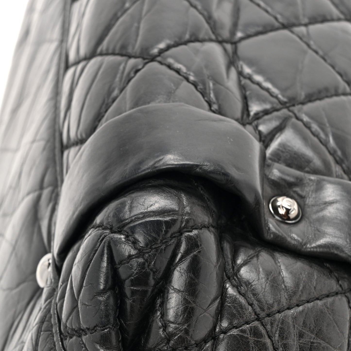 Aged Calfskin Vintage Ligne Lady Braid Tote Black