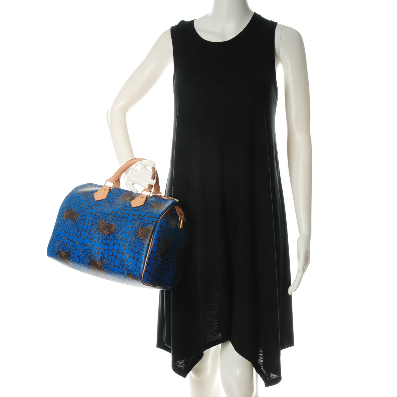 Louis Vuitton Monogram Kusama Town Speedy 30 Blue 2 of 7