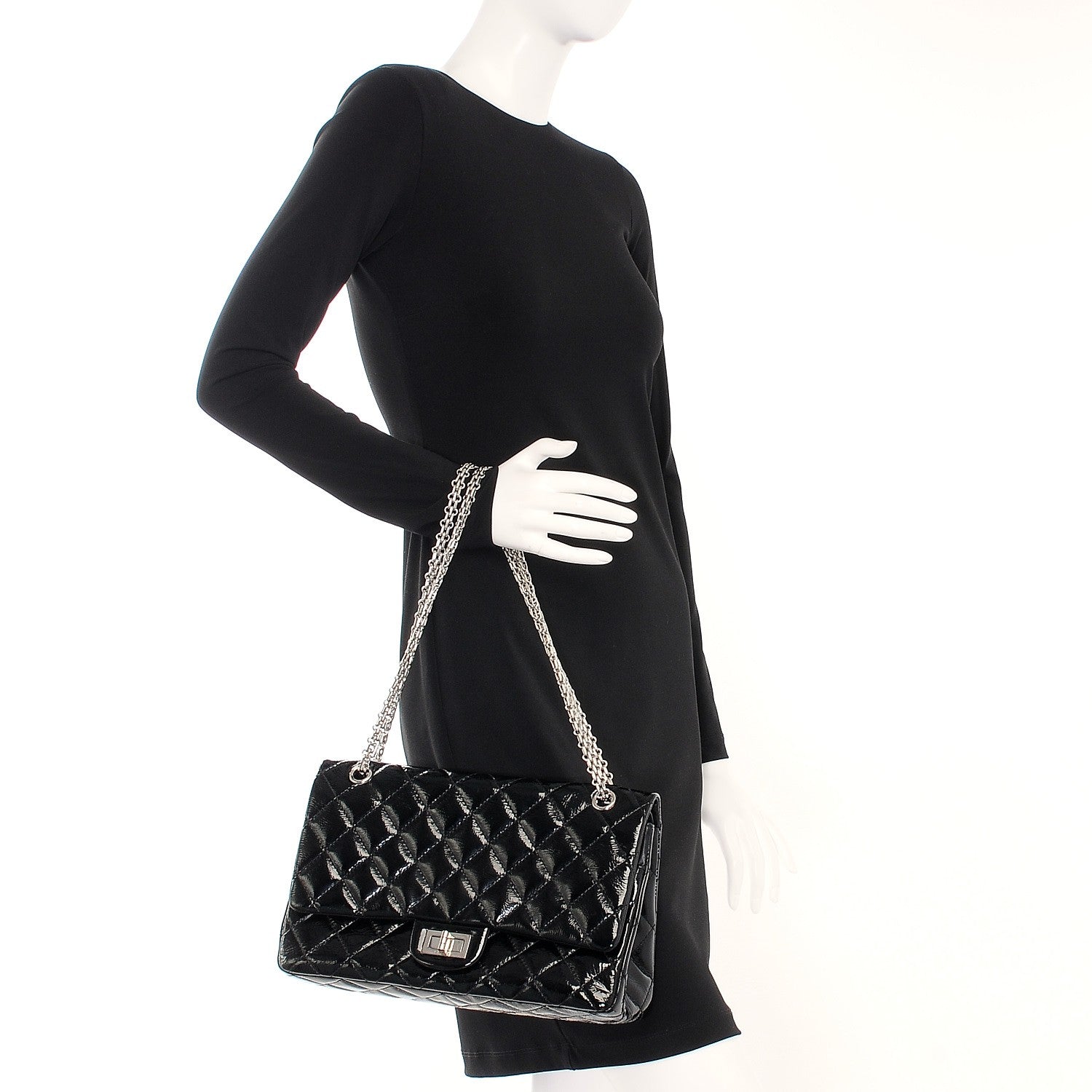 Chanel Distressed Patent 2.55 Reissue 227 Flap Black 2 of 7