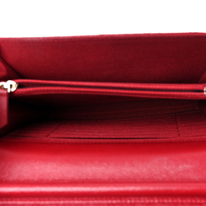 Chanel Caviar Quilted Square Wallet On Chain WOC Dark Red 5 of 11