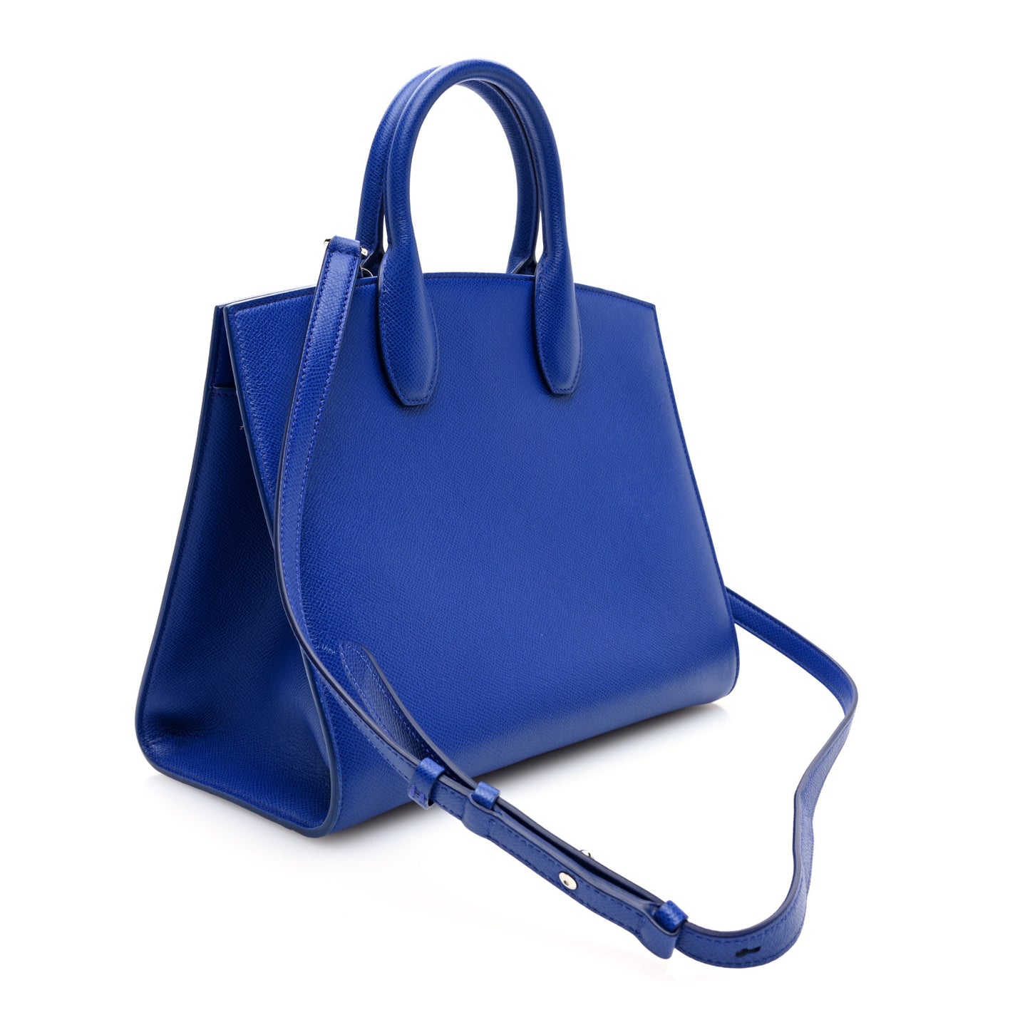 Hammered Calfskin Medium The Studio Box Bag Blue