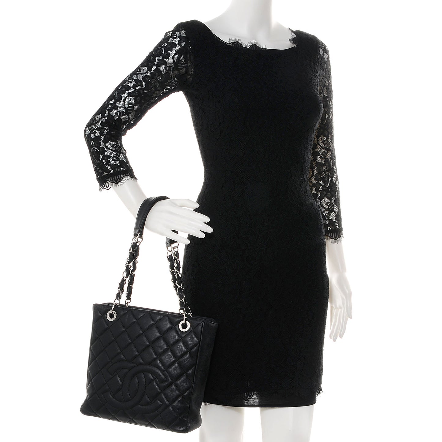 Caviar Petit Shopping Tote PST Black