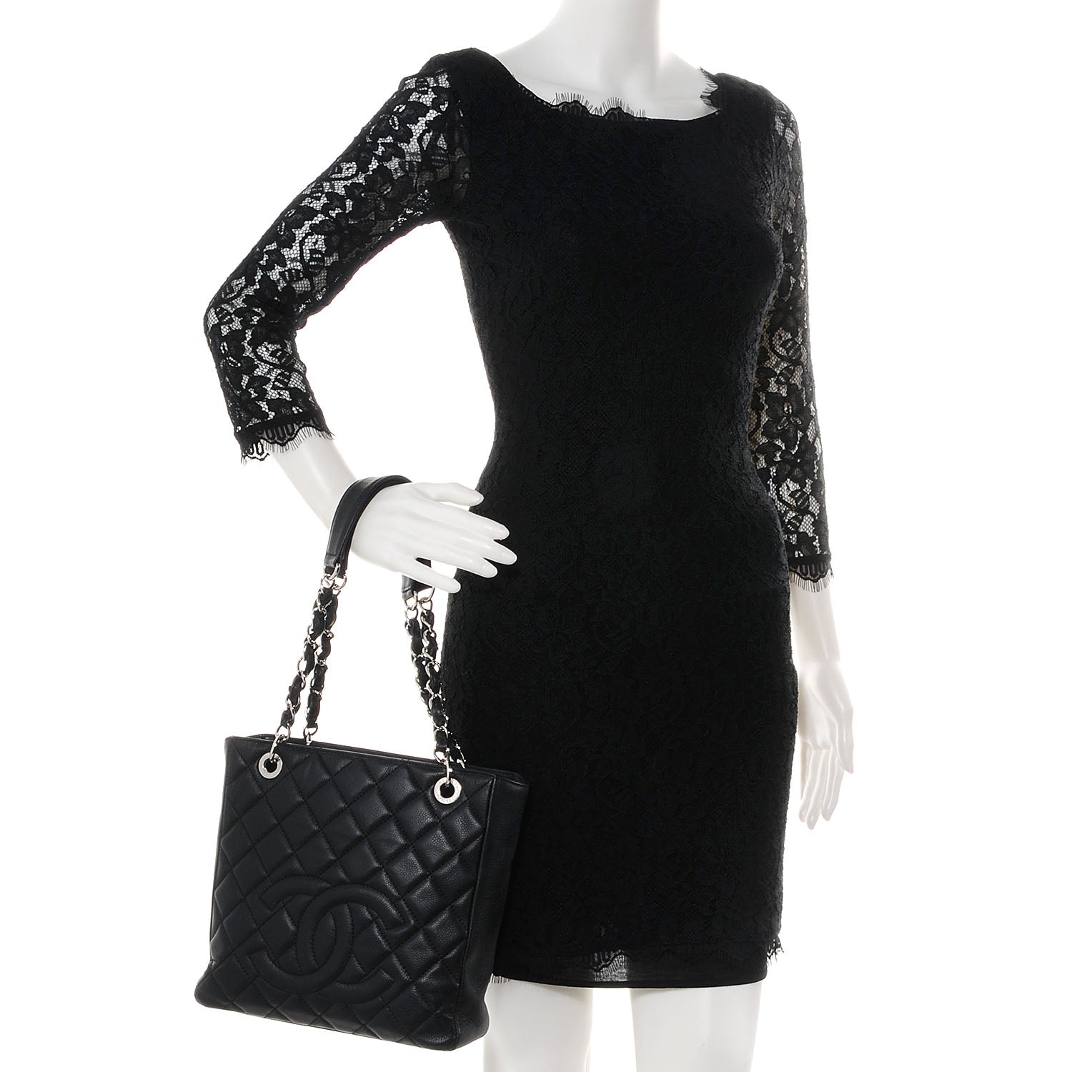 Chanel Caviar Petit Shopping Tote PST Black 2 of 8