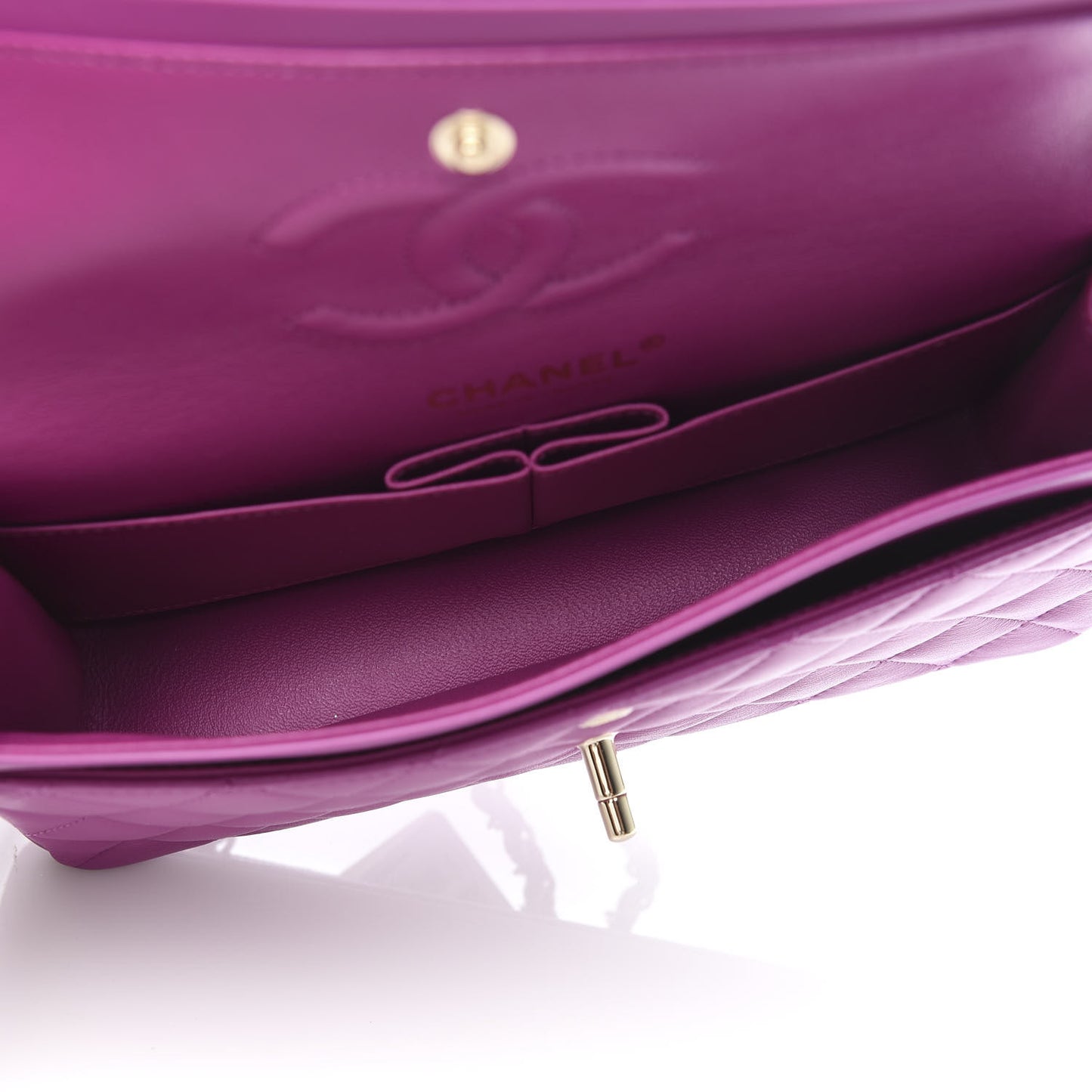 Lambskin Quilted Small Double Flap Purple