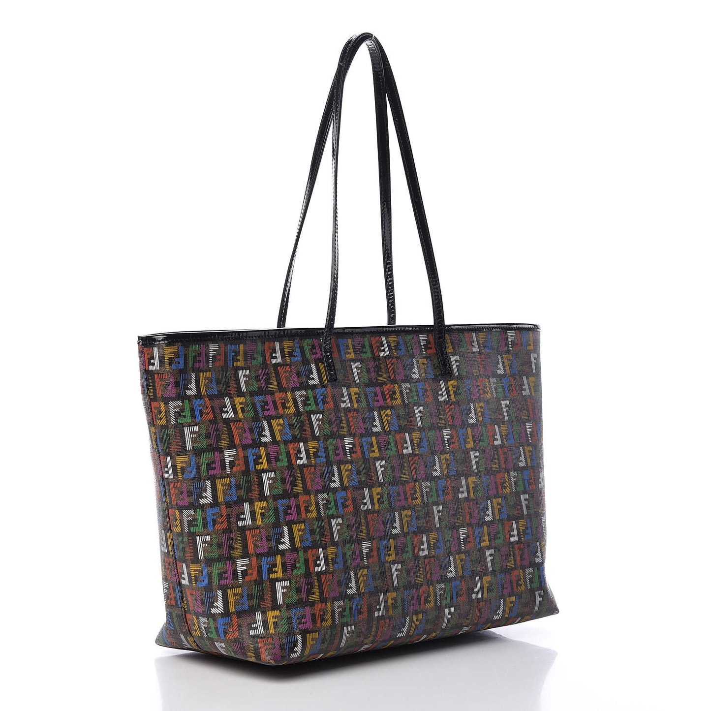 Zucca Spalmati Patent Zucchino Screen Print Medium Roll Tote Tobacco Multicolor Black