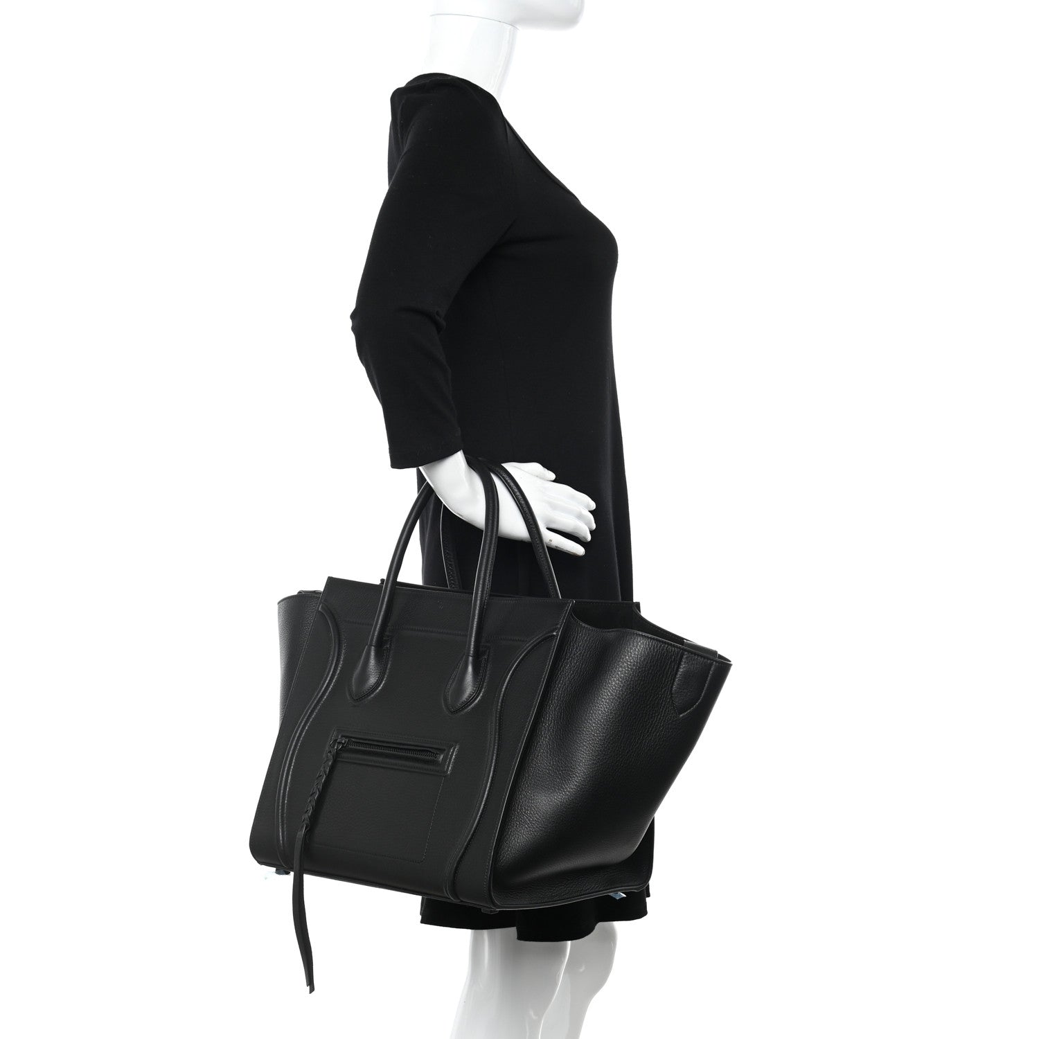 Celine Supple Calfskin Medium Phantom Luggage Black 2 of 11