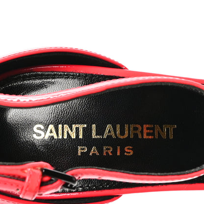Saint Laurent Patent Calfskin Amber 105 Ankle Strap Sandals 37.5 Fuchsia Fluo 15 of 18