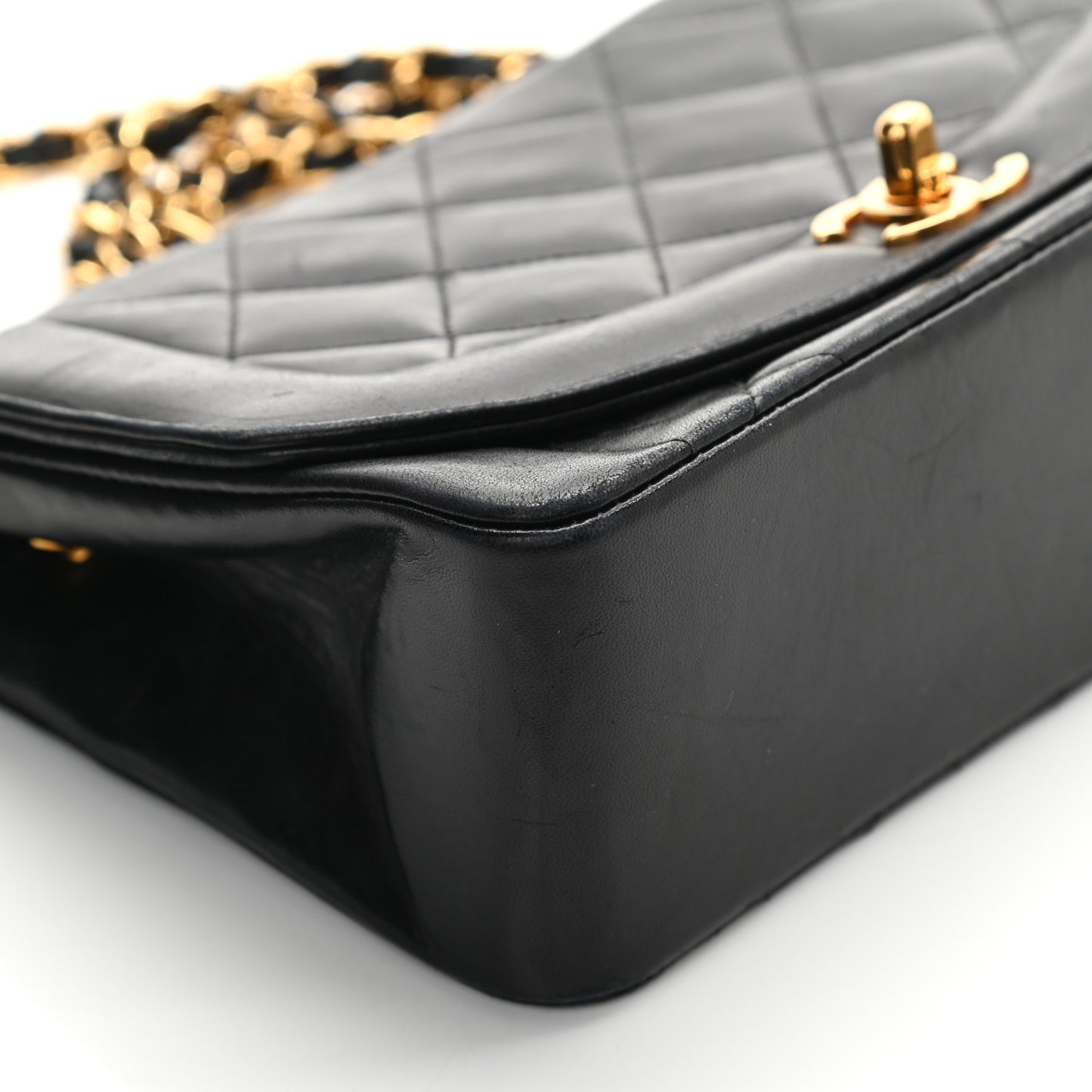 Lambskin Quilted Small Single Flap Black