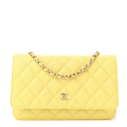 Chanel Caviar Quilted Wallet on Chain WOC Yellow 1 of 13