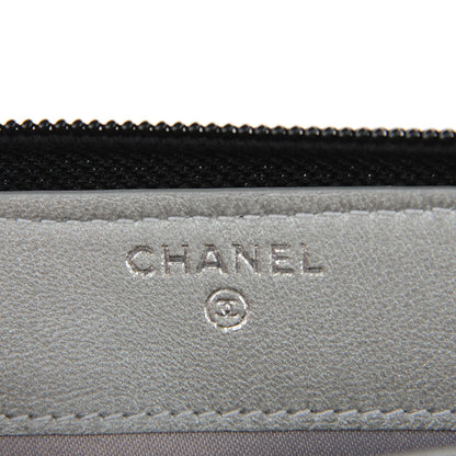 Chanel Lambskin Camellia Embossed Large Zip Around Gusset Wallet Black 5 of 8