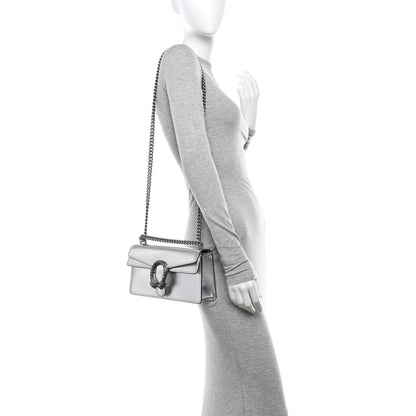 Gucci Metallic Textured Calfskin Crystal Small Dionysus Shoulder Bag Silver 2 of 13