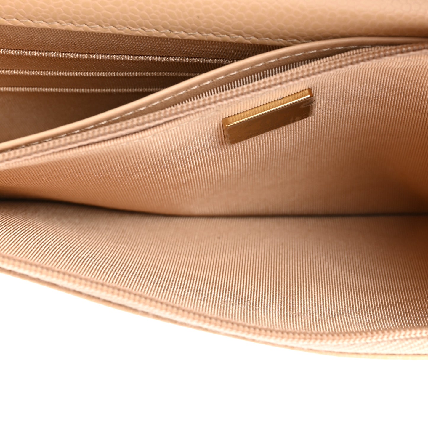 Caviar Quilted Wallet On Chain WOC Beige