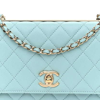 Chanel Lambskin Quilted Trendy CC Wallet On Chain WOC Light Blue 9 of 9