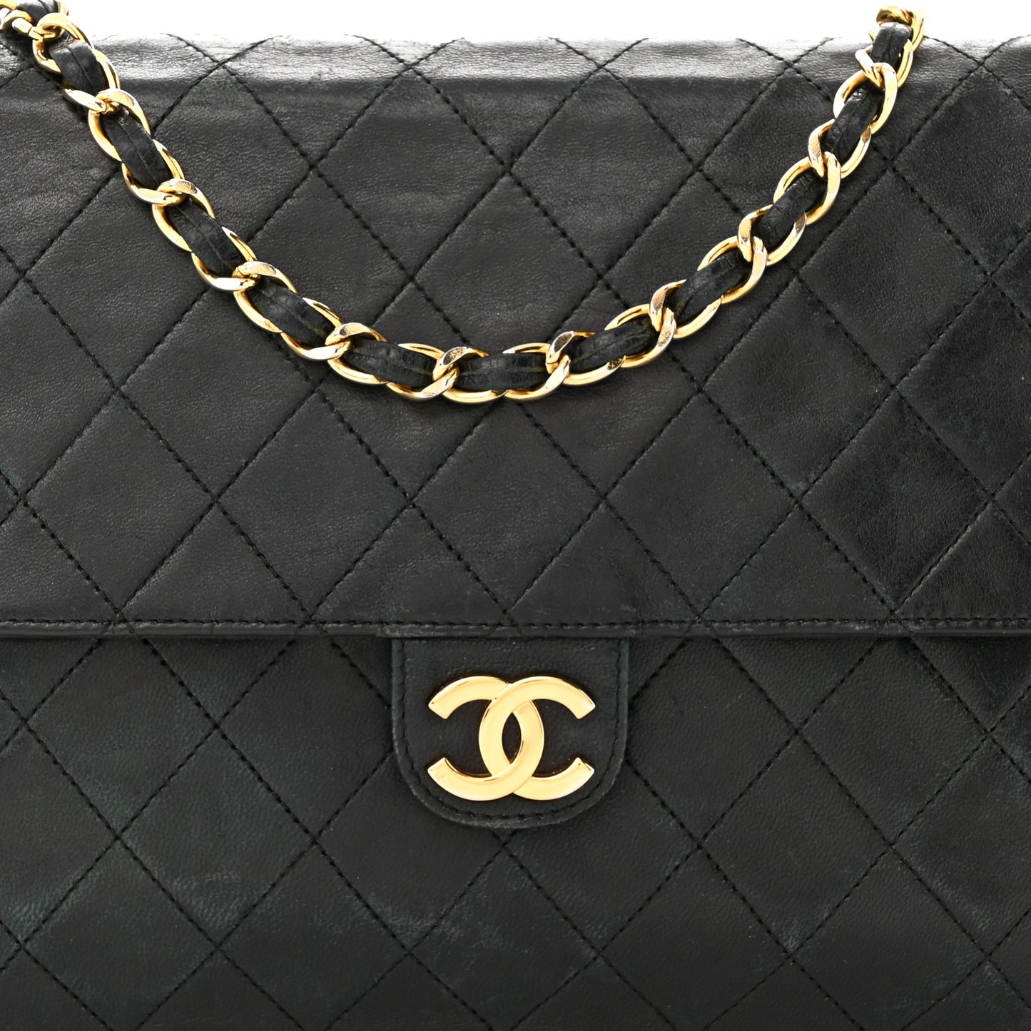 Lambskin Quilted Jumbo Single Flap Black