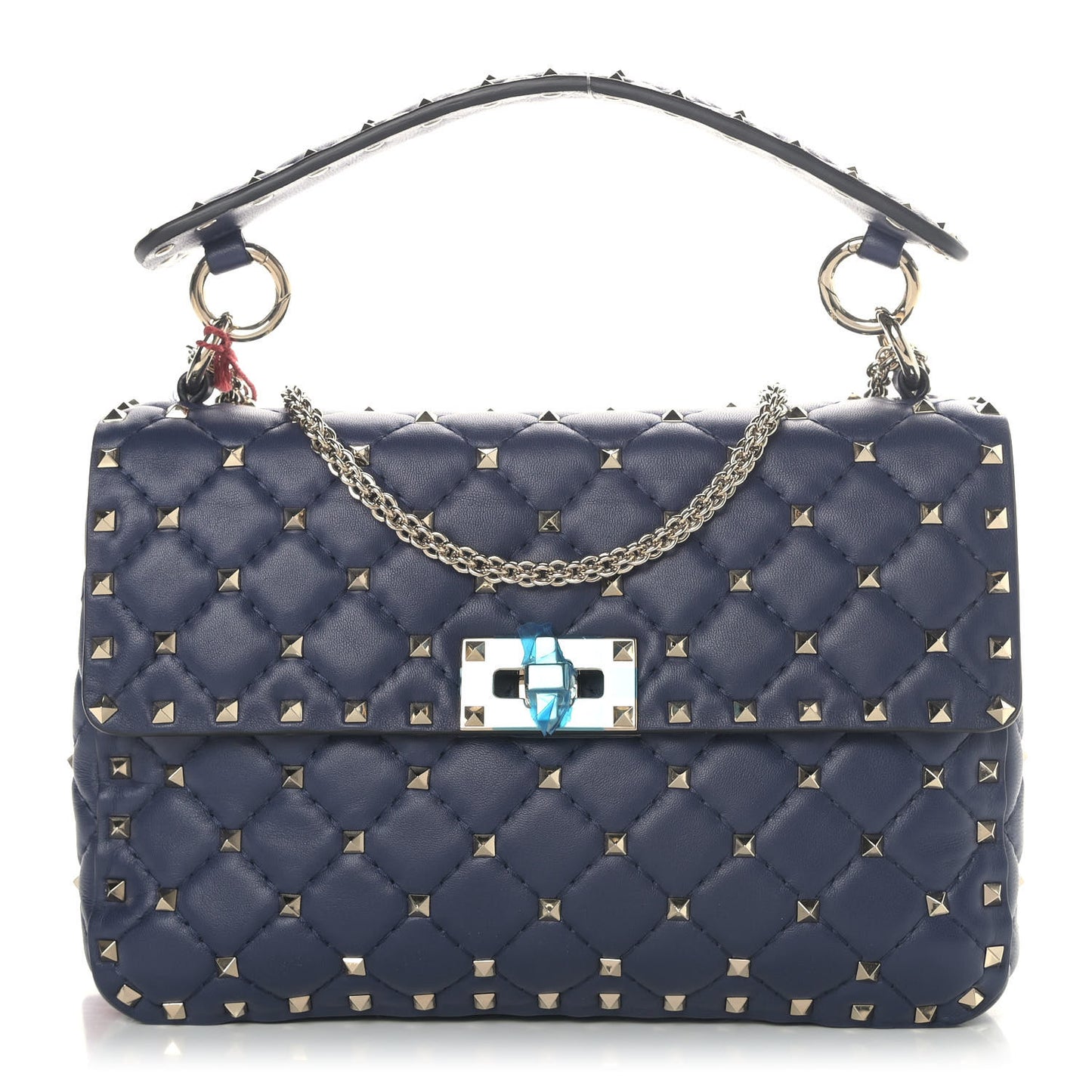 Nappa Medium Rockstud Spike Shoulder Bag Marine