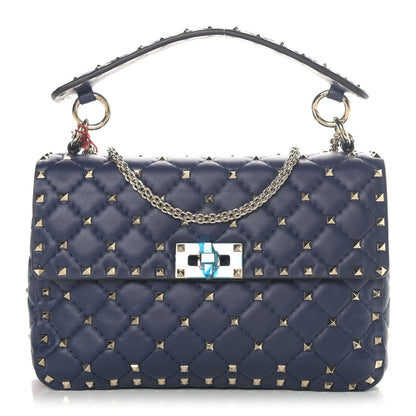 Valentino Garavani Nappa Medium Rockstud Spike Shoulder Bag Marine 1 of 8