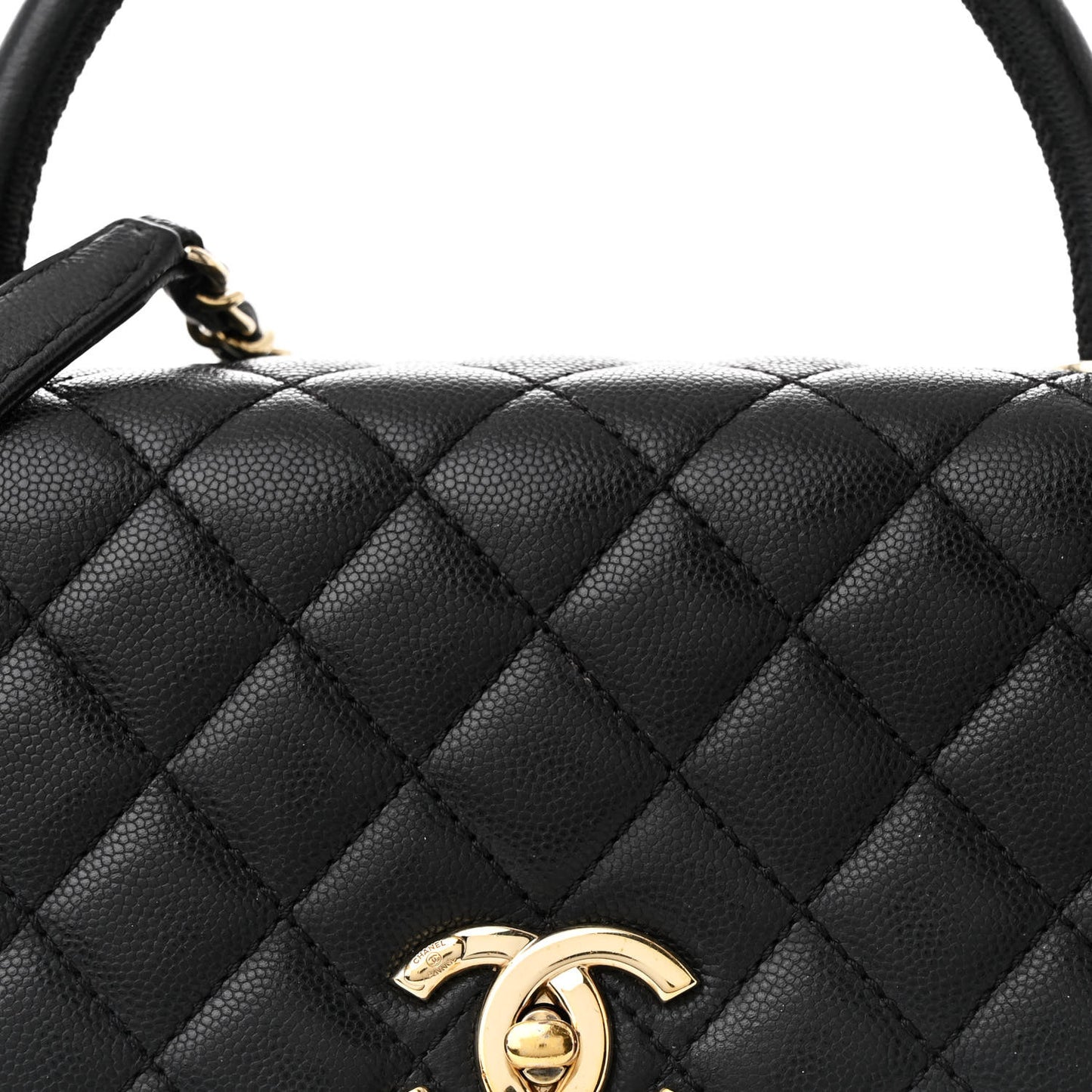 Caviar Quilted Small Coco Handle Flap Black